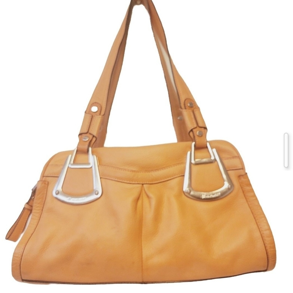 Chic Salmon Leather Triple Entry Shoulder Bag with Silver Accents-Bruce Makowsky